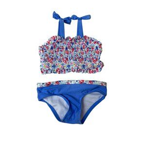 Wonder Nation Toddler Girls Floral Ruffle Bikini Set Blue Size 2T